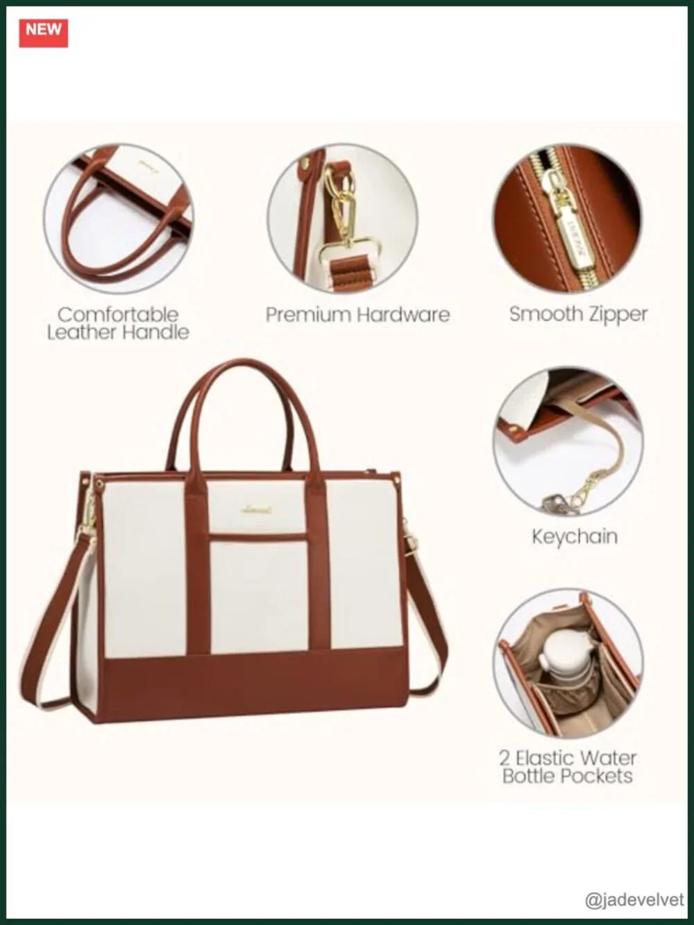 Large Professional Laptop Tote Bag with Padded Compartment for 15.6